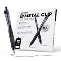 STAGEEK - Pack of 12 Black Gel Pens, Quick-Drying Black Ink Pens, 0.5mm Fine Point, Retractable Smooth-Writing Pens for Journaling and Writing
