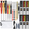 STAGEEK 22 Pack Mechanical Carpenter Pencil Set with Sharpener 60 Refills, Automatic Center Punch, Carbide Scribe Tool, Eraser and Deep Hole Marker Pen