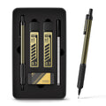 STAGEEK 0.7mm Mechanical Pencil with Metal Gift Case, 1PCS Metal Mechanical Pencil with 120Pcs HB Lead Refills,4B Erasers and 9PCS Eraser Refills, for Writing Drafting Drawing and Sketching(Gold)