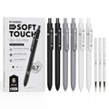 STAGEEK Black Gel Pens GX3, 6 Pcs Fine Point Smooth Writing Pens with 3 Extra Refills, Quick Dry Black Ink Pens for Journaling, Office, Note Taking, School Supplies, Nurse Aesthetic(Black Gray White)