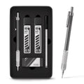 STAGEEK 0.5mm Mechanical Pencil with Metal Gift Case, 1PCs Metal Mechanical Pencil with 120PCS HB Lead Refills,4B Erasers and 9PCS Eraser Refills, for Writing Drafting Drawing and Sketching(Silver)