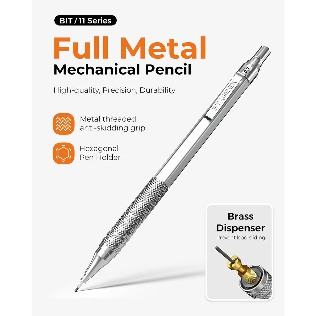 30PCS Black/Silver Metal Mechanical Pencil Set in Leather Case, 0.5/0.7/0.9/2.0mm Art Drafting Pencils with 16 Tubes Graphite Leads (6B 4B 2B HB 2H 4H) & Colored Refills for Sketching, Drawing, Writing