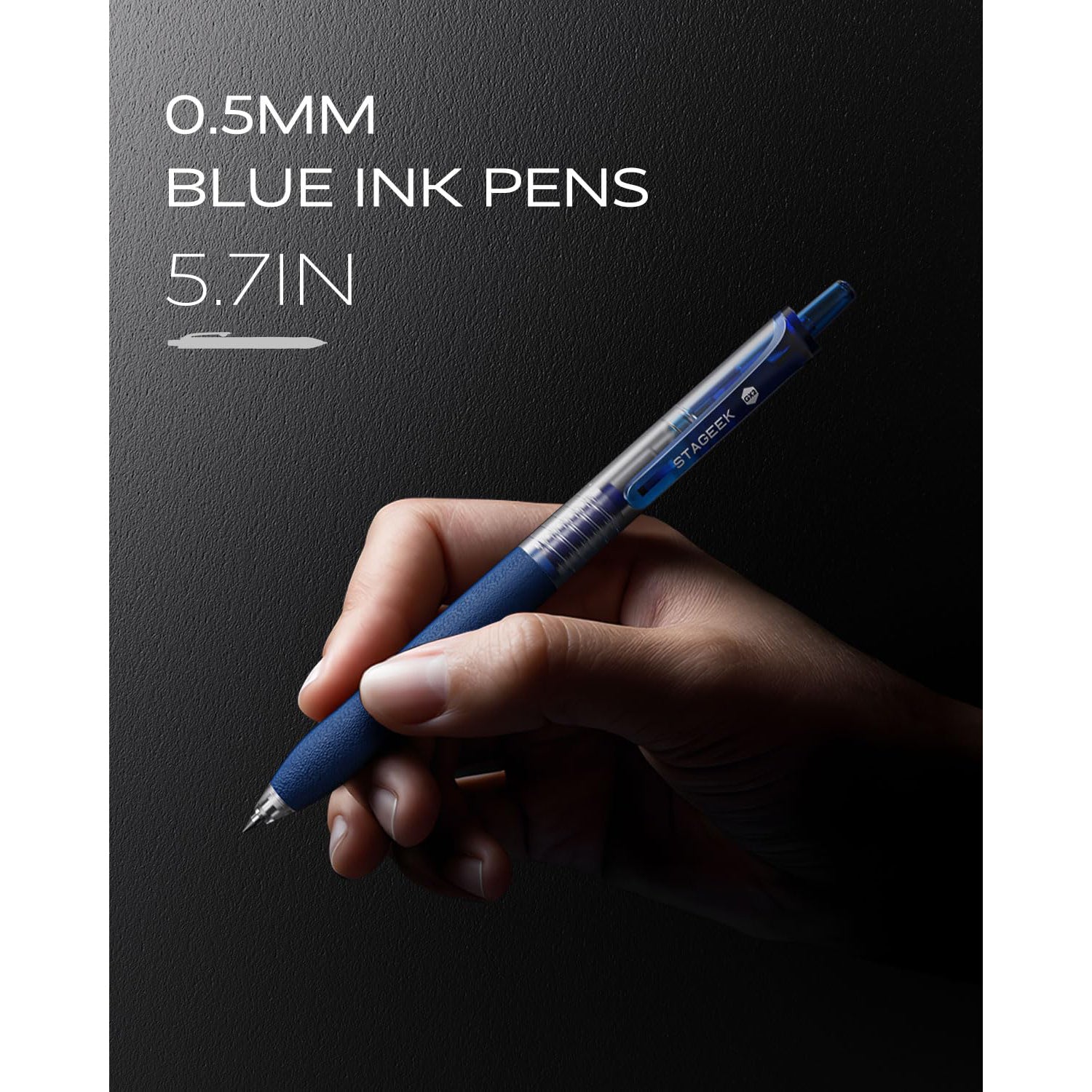 STAGEEK 0.5mm Gel Pens Fine Point Smooth Writing, 12PCS Blue Ink Pens, Retractable Leather-Like Blue, Business Gel Pen for Journaling, Writing, School, Office Use (Blue)