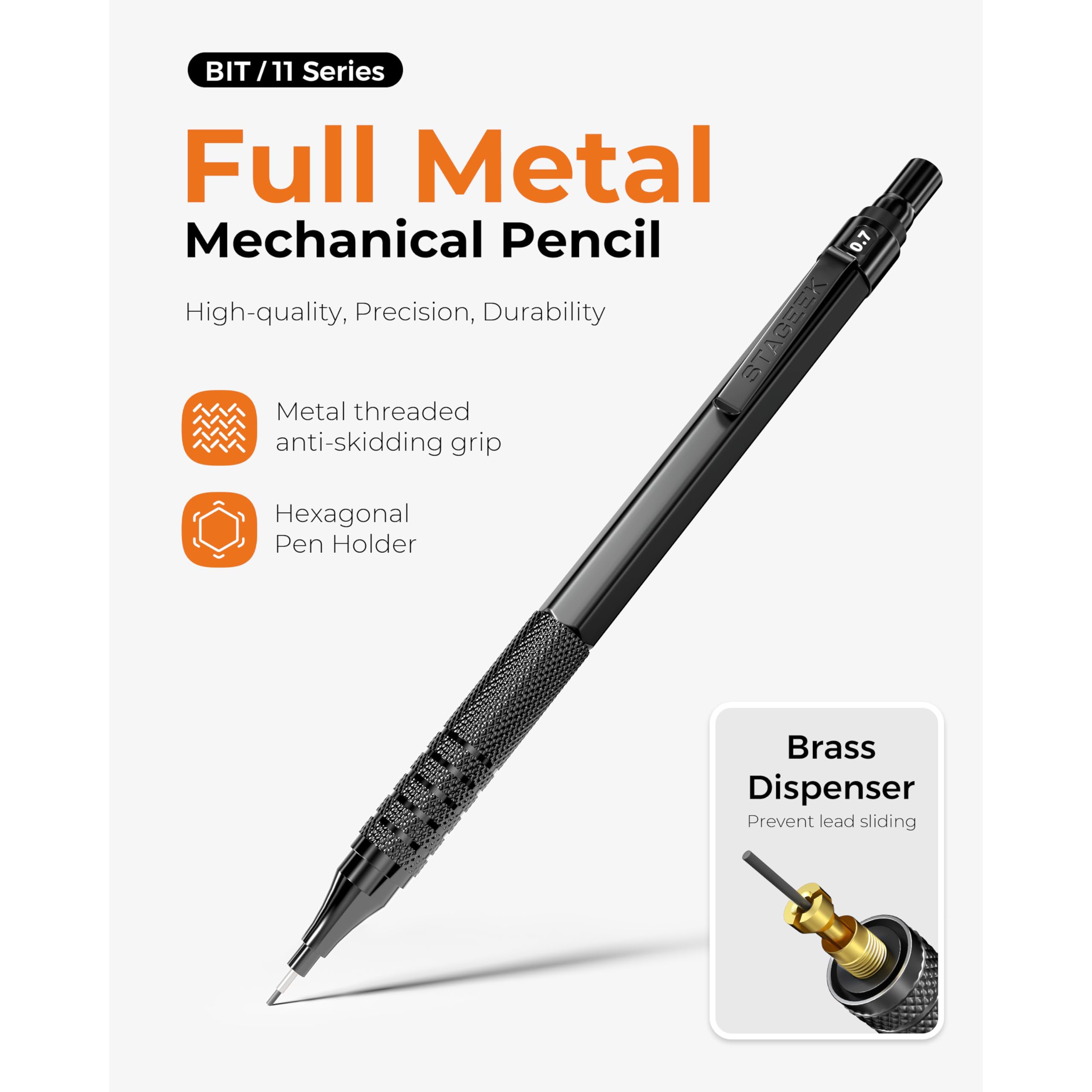 30PCS Black/Silver Metal Mechanical Pencil Set in Leather Case, 0.5/0.7/0.9/2.0mm Art Drafting Pencils with 16 Tubes Graphite Leads (6B 4B 2B HB 2H 4H) & Colored Refills for Sketching, Drawing, Writing