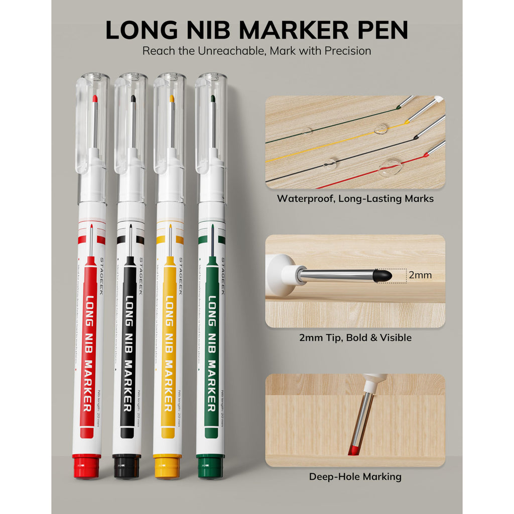 STAGEEK 4 Pack Carpenter Pencil with Sharpener, Mechanical Pencils Set, Heavy Duty Construction Pencil, Carpenter Tools for Architect Marking