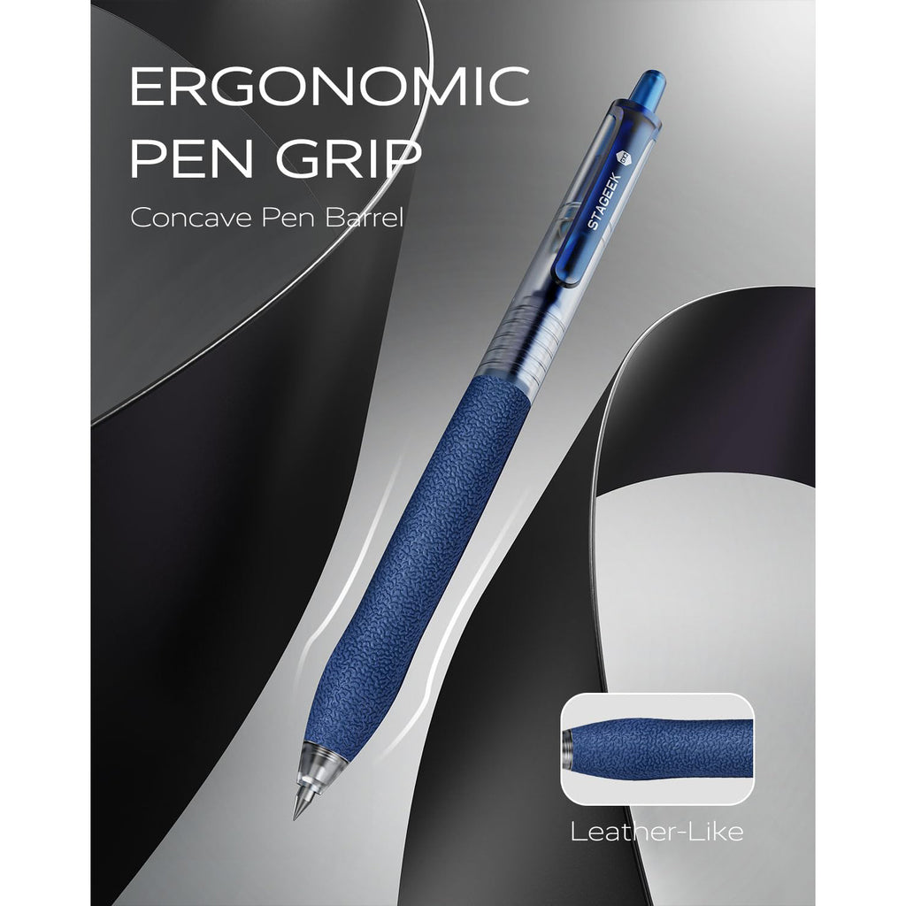 STAGEEK 0.5mm Gel Pens Fine Point Smooth Writing, 12PCS Blue Ink Pens, Retractable Leather-Like Blue, Business Gel Pen for Journaling, Writing, School, Office Use (Blue)