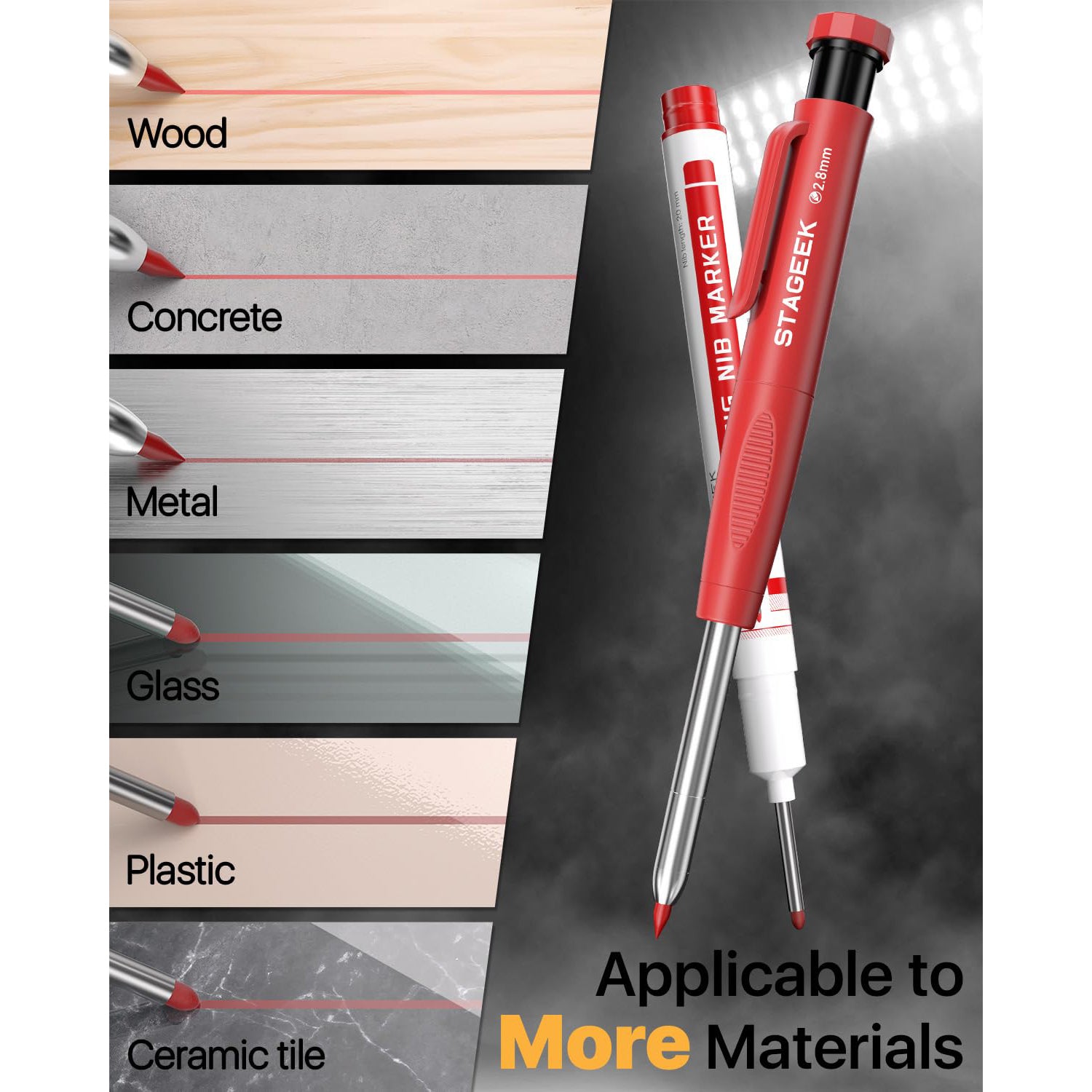 STAGEEK 4 Pack Carpenter Pencil with Sharpener, Mechanical Pencils Set, Heavy Duty Construction Pencil, Carpenter Tools for Architect Marking