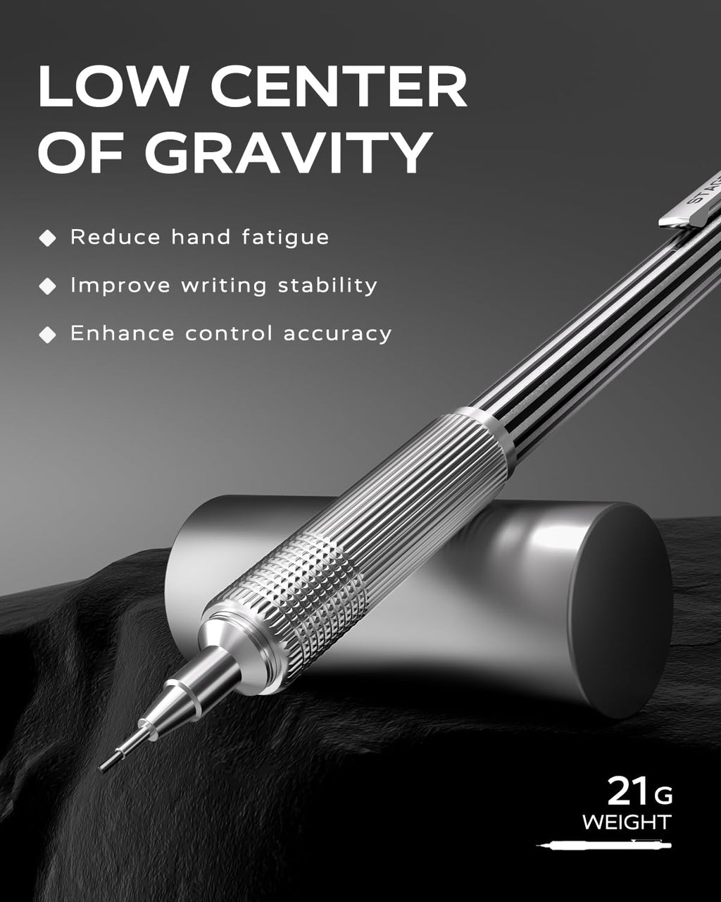 STAGEEK 0.5mm Mechanical Pencil with Metal Gift Case, 1PCs Metal Mechanical Pencil with 120PCS HB Lead Refills,4B Erasers and 9PCS Eraser Refills, for Writing Drafting Drawing and Sketching(Silver)