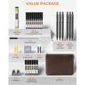 30PCS Black/Silver Metal Mechanical Pencil Set in Leather Case, 0.5/0.7/0.9/2.0mm Art Drafting Pencils with 16 Tubes Graphite Leads (6B 4B 2B HB 2H 4H) & Colored Refills for Sketching, Drawing, Writing